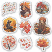 水彩ジャーナル秋女の子スクラップブック固定 シール (正面)