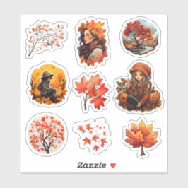 水彩ジャーナル秋女の子スクラップブック固定 シール