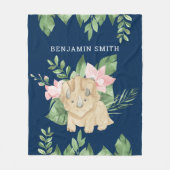 水彩ジャ素朴ングルトリケラトプスかわいい恐竜 フリースブランケット (正面)