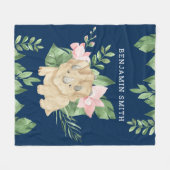 水彩ジャ素朴ングルトリケラトプスかわいい恐竜 フリースブランケット (正面(横))