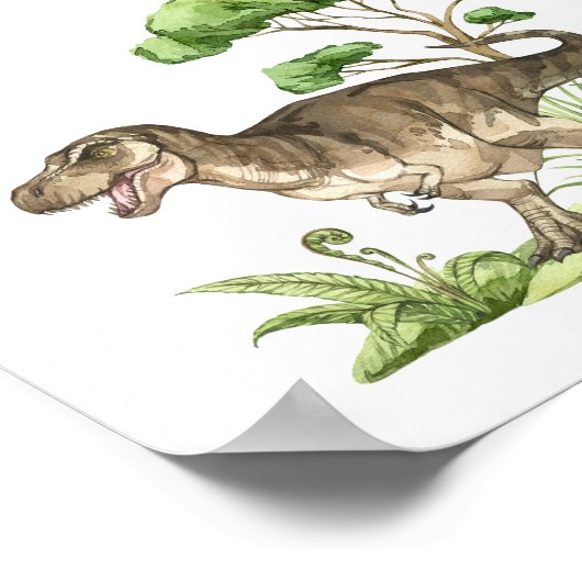 水彩ジュラシック恐竜ありがとうサイン ポスター (角)