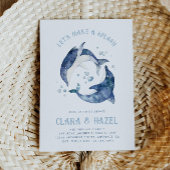 水彩ジョイントドルフィン誕生日招待状 招待状