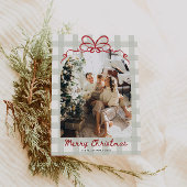 水彩ジンガム家族写真クリスマス シーズンカード