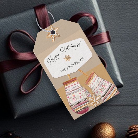 水彩ジンジャーブレッドキャラメルトーン ギフトタグ