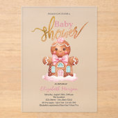 水彩ジンジャーブレッドピンク赤ちゃんシャワー アクリル招待状 (正面)