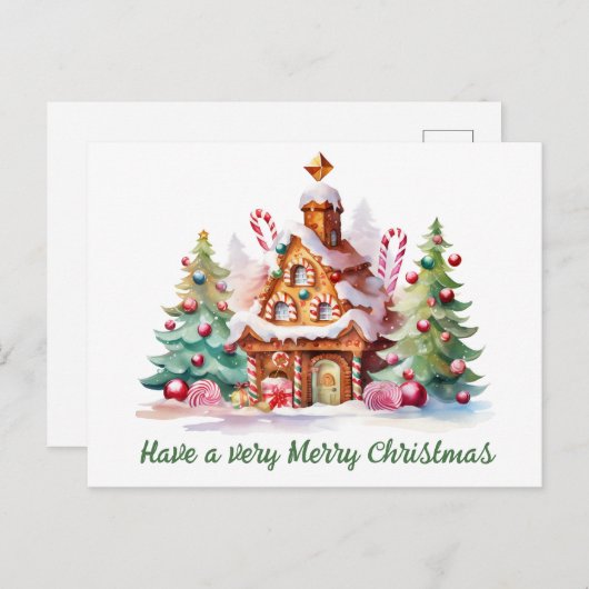 水彩ジンジャーブレッド添加文字 シーズンポストカード (正面/裏面)