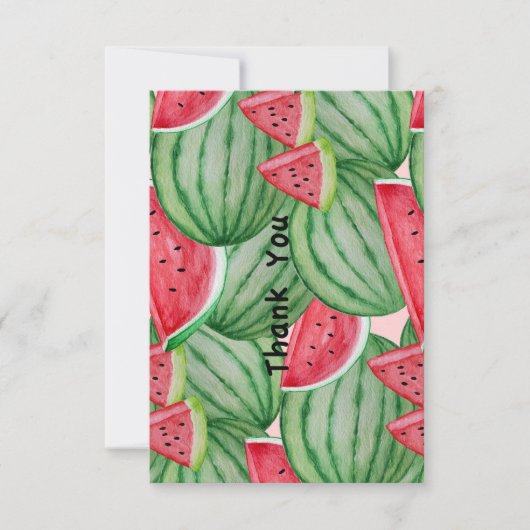 水彩スイカありがとう ノートカード (正面)