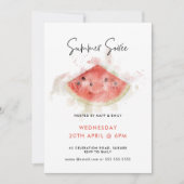 水彩スイカのサマー パーティー 招待状 (正面)