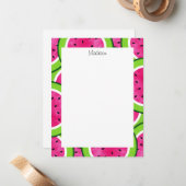 水彩スイカのスライスパターン ノートカード (正面/裏面インサイチュ)