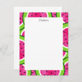 水彩スイカのスライスパターン ノートカード (正面/裏面)