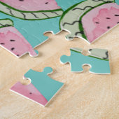 水彩スイカのドードル色彩の鮮やかパターン ジグソーパズル (側面)