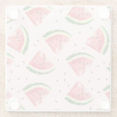 水彩スイカのフルーツパターン ガラスコースター (裏面)