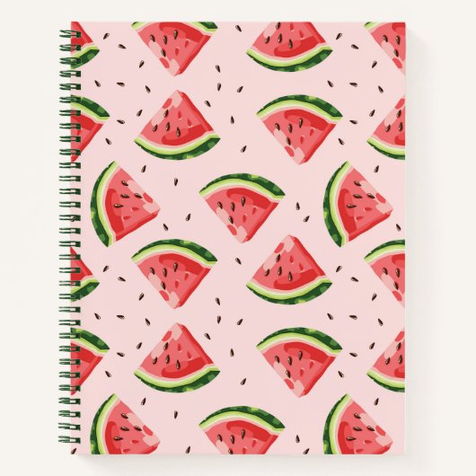 水彩スイカのフルーツパターン ノートブック (正面)