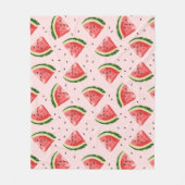 水彩スイカのフルーツパターン フリースブランケット (正面)