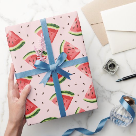 水彩スイカのフルーツパターン ラッピングペーパー (ギフト)