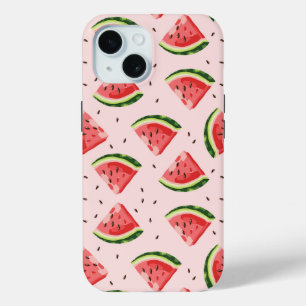 水彩スイカのフルーツパターン iPhone 15ケース