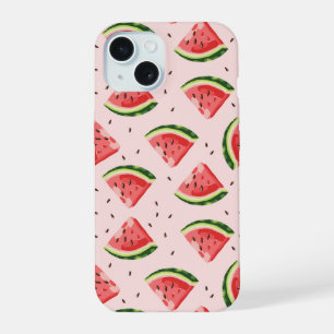 水彩スイカのフルーツパターン iPhone 15ケース