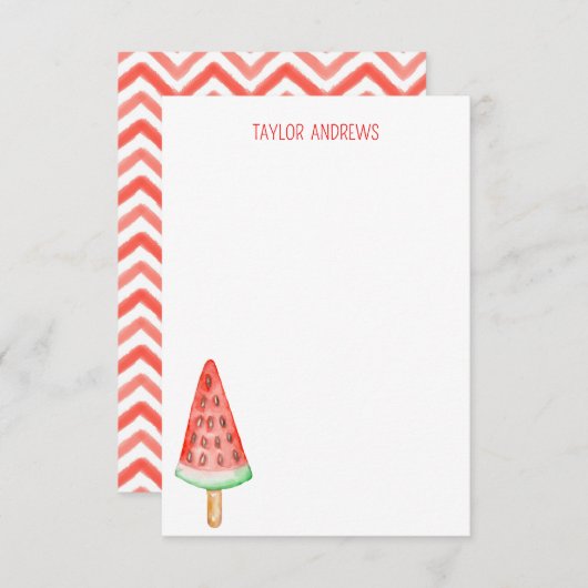 水彩スイカのポスチャノートカード サンキューカード (正面/裏面)