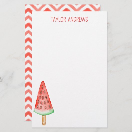 水彩スイカのポピクル 便箋 (正面/裏面)