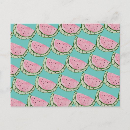 水彩スイカの落書きペイントパターン ポストカード (正面)