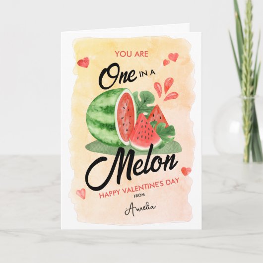 水彩スイカハートバレンタインデー折り シーズンカード (正面)