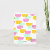 水彩スイカピンク緑イエローパターン ノートカード (裏面)