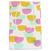 水彩スイカピンク緑イエローパターン ミディアムペーパーバッグ (正面)