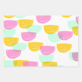 水彩スイカピンク緑イエローパターン ラッピングペーパーシート (正面3)