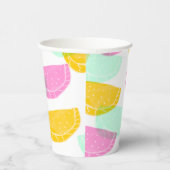 水彩スイカピンク緑イエローパターン 紙コップ (右)