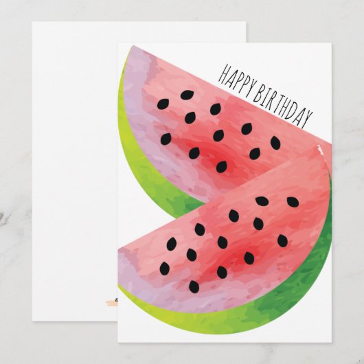 水彩スイカペア 夏の誕生日 (正面/裏面)