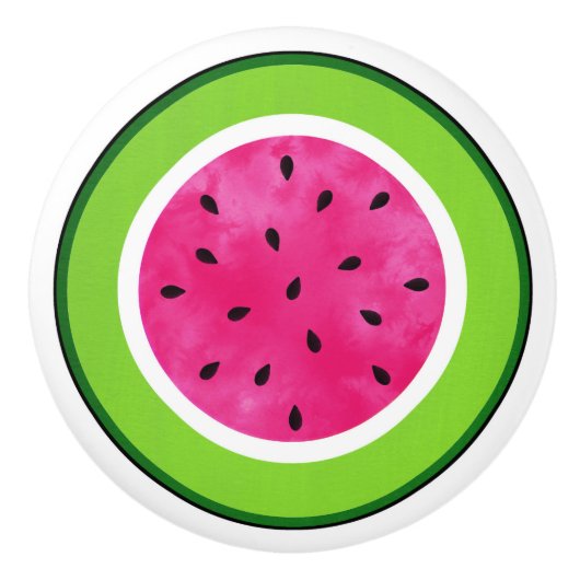 水彩スイカ切りラウンド紙コースター セラミックノブ (正面)