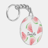 水彩スイカ名前をカスタムするプレゼント キーホルダー (正面左)