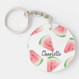 水彩スイカ名前をカスタムするプレゼント キーホルダー