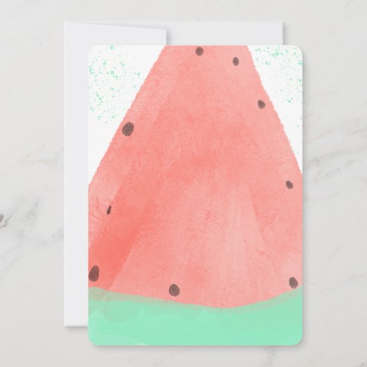 水彩スイカ洗浄フェイクグリッター紙吹雪 招待状 (裏面)