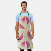 水彩スイカ絵を描スライスブラシストローク エプロン (着用した状態)