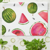 水彩スイカ茶タオルお台所用 キッチンタオル (折り畳み)