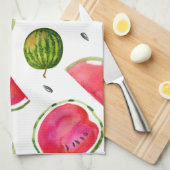 水彩スイカ茶タオルお台所用 キッチンタオル (四つ折り)