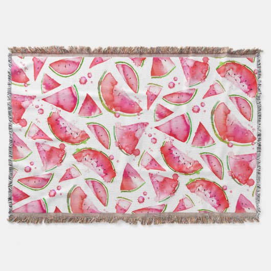 水彩スイカ1 スローブランケット (正面)