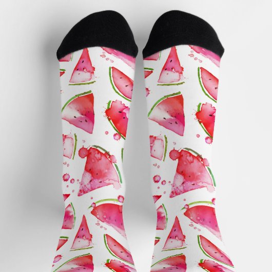 水彩スイカ1 ソックス (上部)