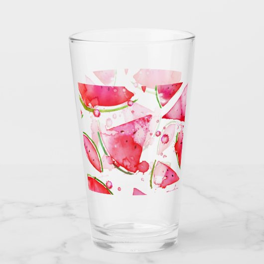 水彩スイカ1 タンブラーグラス (正面)