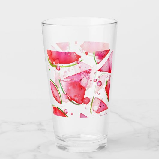 水彩スイカ1 タンブラーグラス (正面)