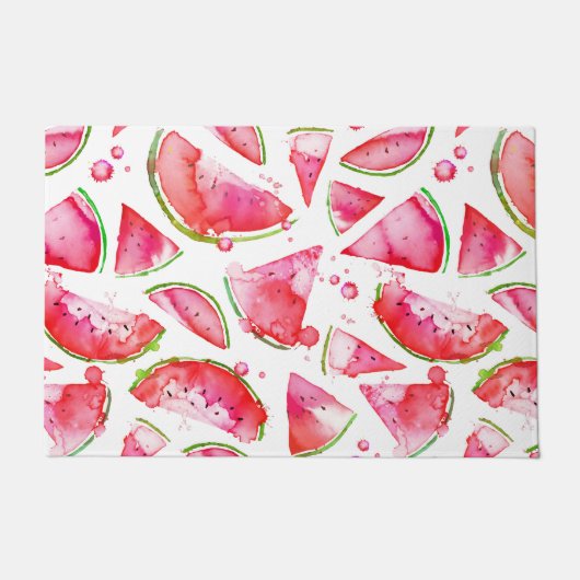 水彩スイカ1 ドアマット (正面)