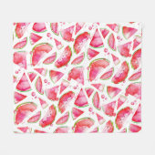 水彩スイカ1 フリースブランケット (正面(横))