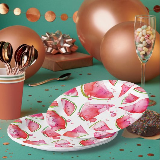 水彩スイカ1 ペーパープレート (複数)