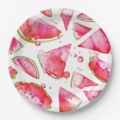 水彩スイカ1 ペーパープレート (正面)