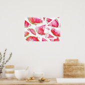 水彩スイカ1 ポスター (キッチン)