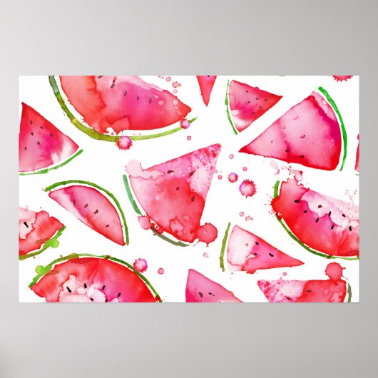 水彩スイカ1 ポスター (正面)