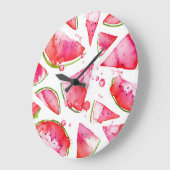 水彩スイカ1 ラージ壁時計 (傾斜)