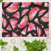 水彩スイカ2 キッチンタオル (折り畳み)