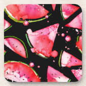 水彩スイカ2 コースター (正面)